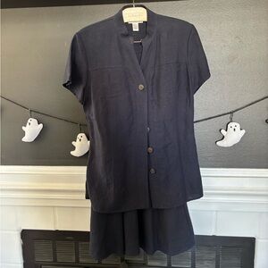 Talbots linen skirt & blouse set with belt